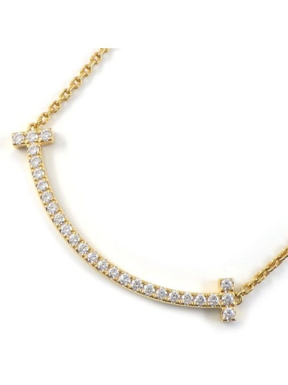 Tiffany & Co Necklace T Smile Diamond Total 18K Pink Gold